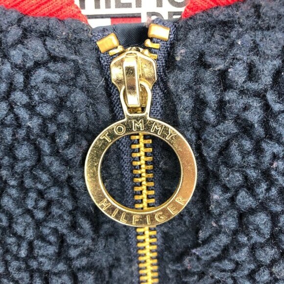 Tommy Hilfiger Navy Sherpa Bomber Jacket size Large - Picture 7 of 16